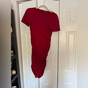 red rouched side dress